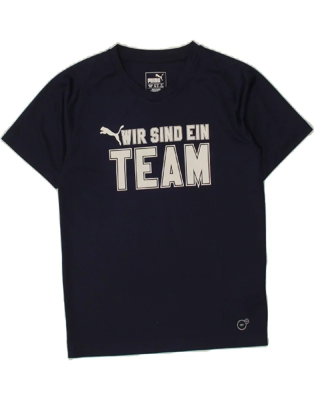 PUMA Boys Graphic T-Shirt Top 9-10 Years Medium  Navy Blue Polyester