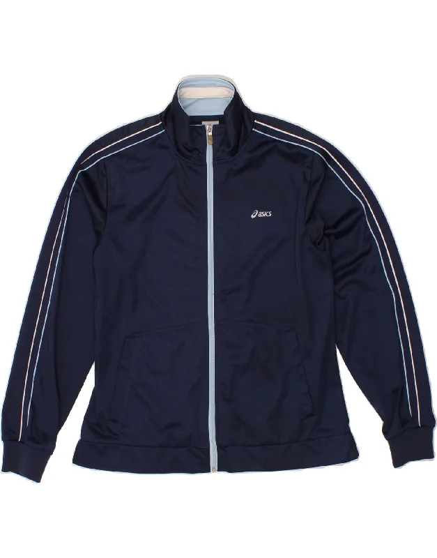 ASICS Boys Tracksuit Top Jacket 15-16 Years XL Navy Blue Polyester