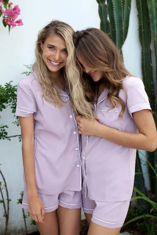Olivia Crepe Pajama Set In Soft Mauve
