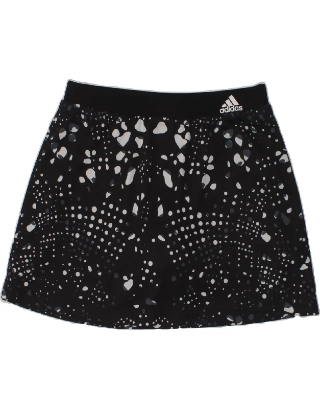 ADIDAS Girls Skort 11-12 Years Black Spotted Polyester