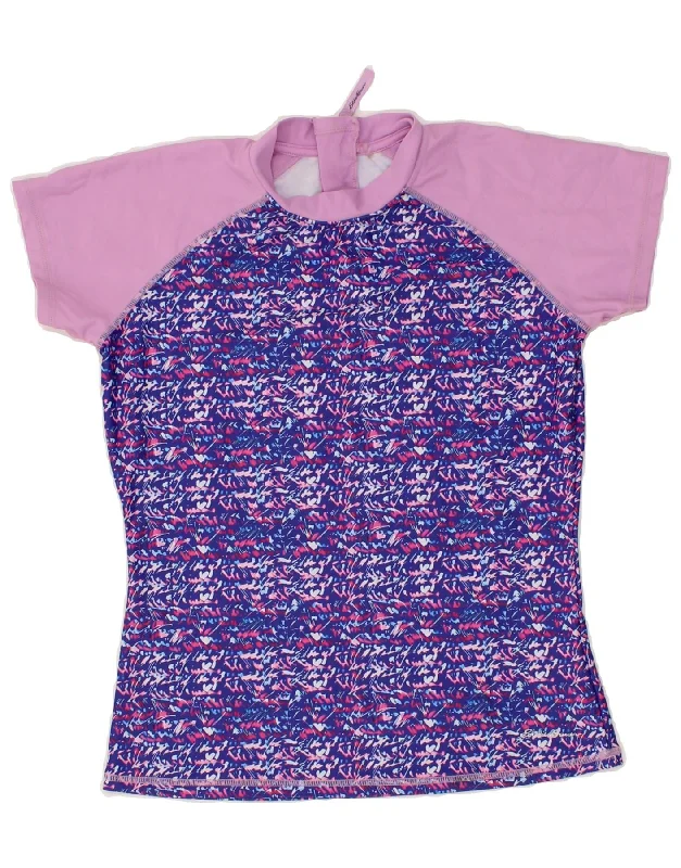 EDDIE BAUER Girls T-Shirt Top 14-15 Years Large Purple Colourblock
