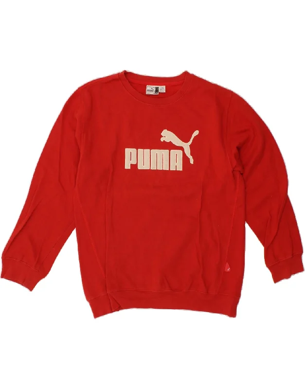 PUMA Boys Graphic Sweatshirt Jumper 15-16 Years 2XL Red Cotton