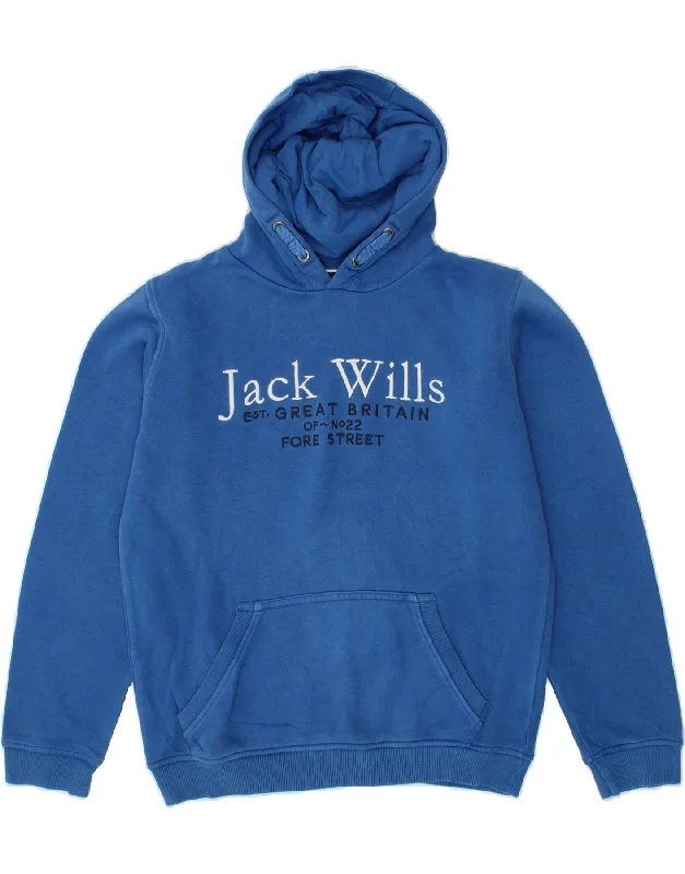 JACK WILLS Boys Graphic Hoodie Jumper 12-13 Years Blue Cotton