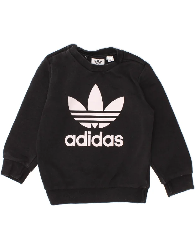 ADIDAS Baby Boys Graphic Sweatshirt Jumper 12-18 Months Black Cotton