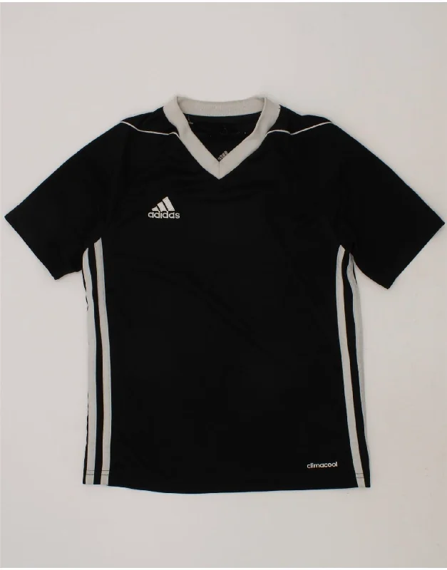 ADIDAS Boys T-Shirt Top 9-10 Years Small Navy Blue Colourblock