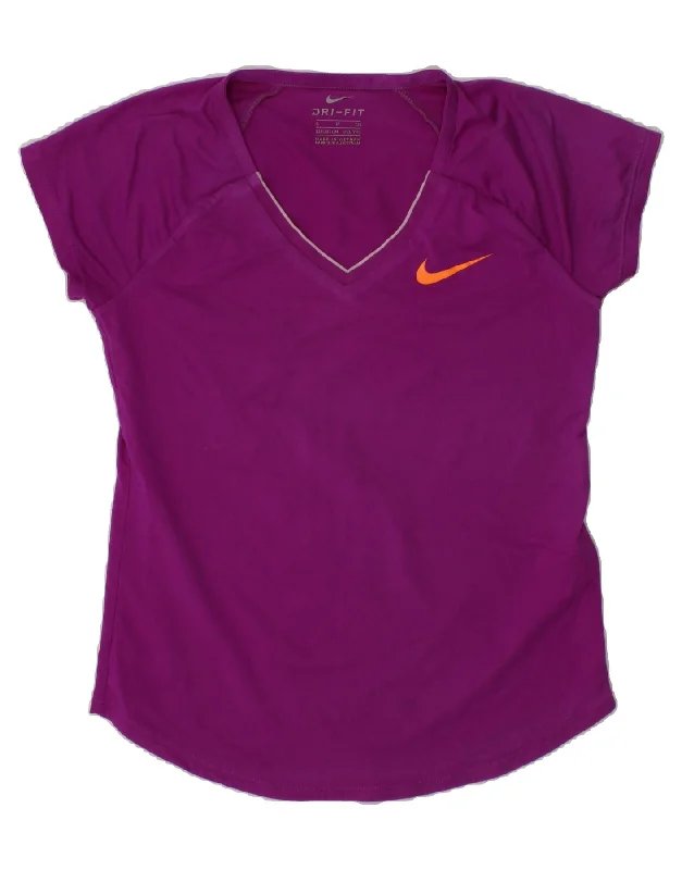 NIKE Girls Dri Fit T-Shirt Top 8-9 Years Small Purple