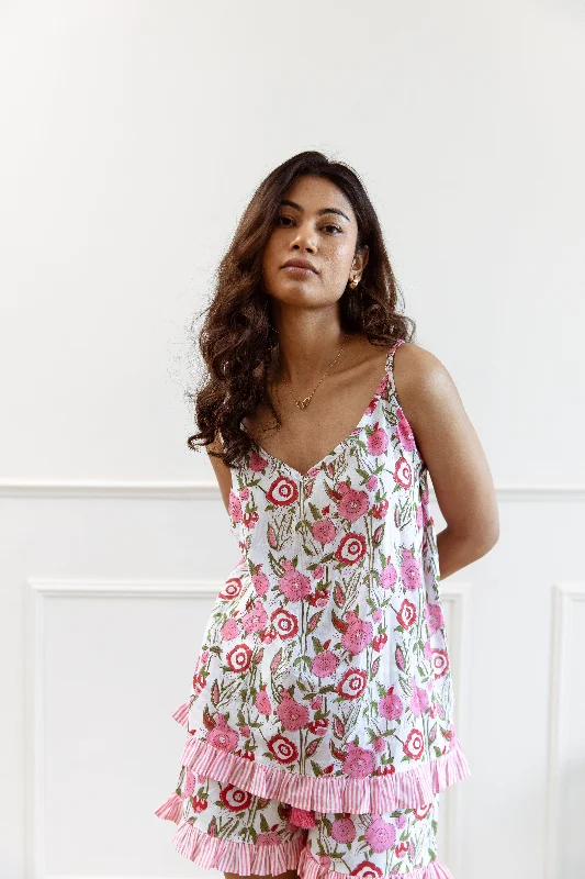 Short PJ Set - Pink Floral Print