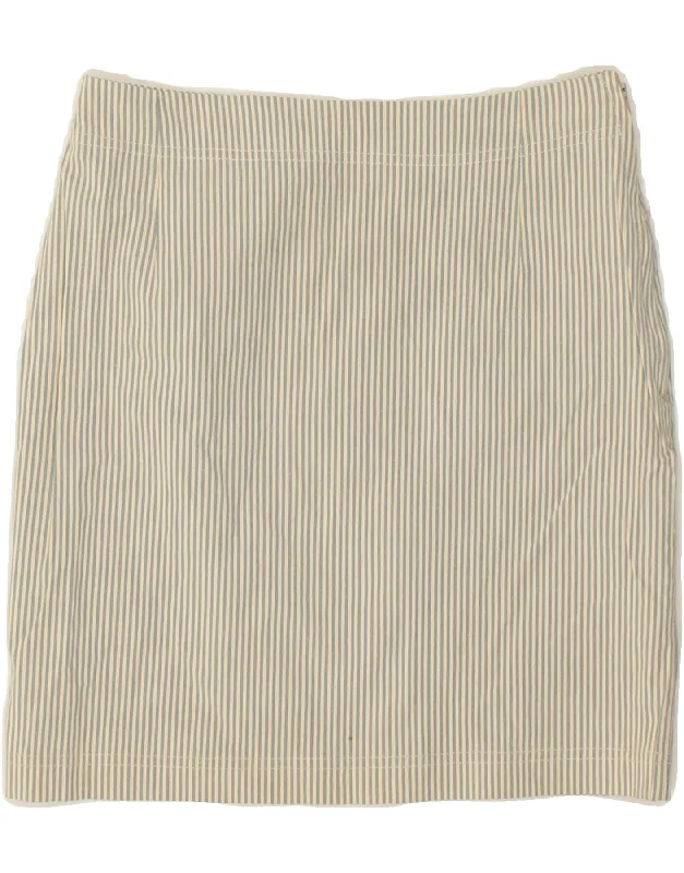 VINTAGE Girls Pencil Skirt 15-16 Years W26 Beige Pinstripe Cotton