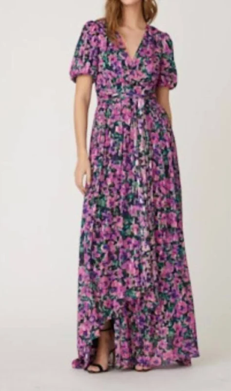 Estelle Dress In Navy/fuchsia
