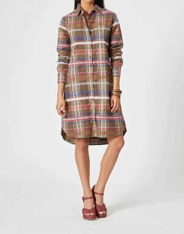 Flannel Shirt Dress In Sonoran Plaid